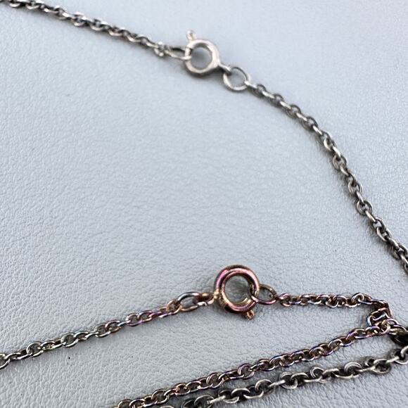 Vintage Sacred Heart & Madonna Medal Necklace Chain Stack Small Silver Tone - Picture 5 of 5